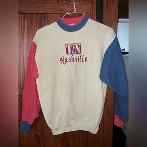 Nashville Vintage Colorblock Sweater - Red, Blue, Cream